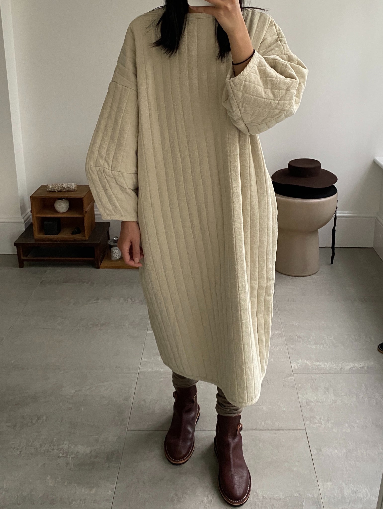 Quilted Dress / CQ-PD20 / IVORY (Pre order item - ready to ship in 1-2 weeks)