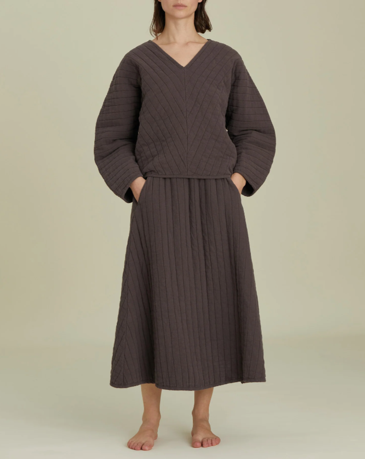 Quilted V-Neck Top / CQ-VD16 / PLUM (Pre order item - ready to ship in 1-2 weeks)