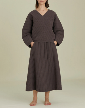 Quilted V-Neck Top / CQ-VD16 / PLUM (Pre order item - ready to ship in 1-2 weeks)