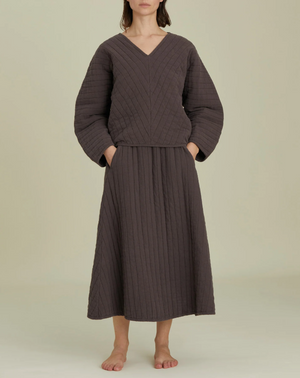Quilted Skirt / CQ-APS01 / PLUM (Pre order item - ready to ship in 1-2 weeks)