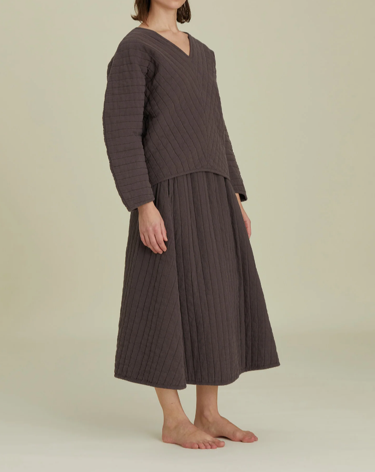 Quilted Skirt / CQ-APS01 / PLUM (Pre order item - ready to ship in 1-2 weeks)