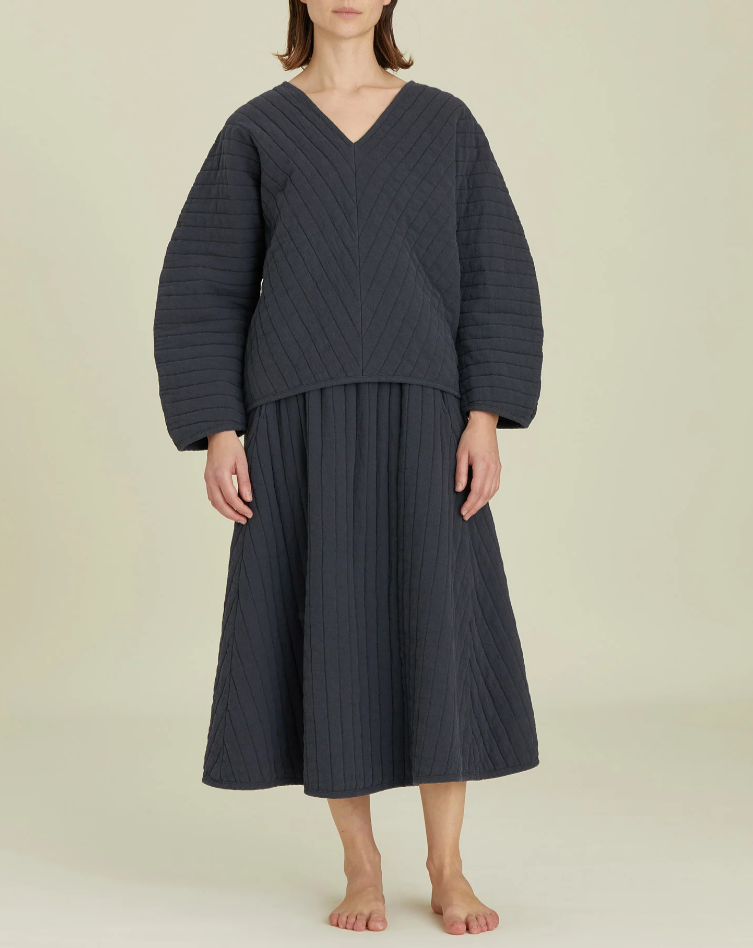Quilted Skirt / CQ-APS01 / DARK NAVY (Pre order item - ready to ship in 1-2 weeks)