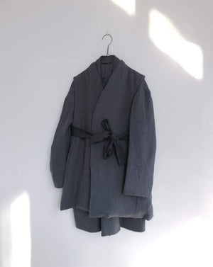 Ancient folk ramie linen wool jacket