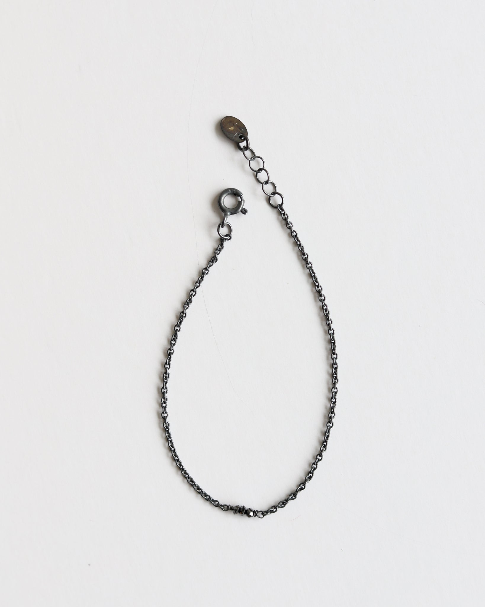 Bracelet in 925 Oxidised Silver & Raw Black Diamond - 01803DB