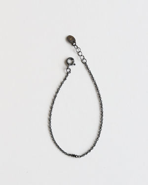 Bracelet in 925 Oxidised Silver & Raw Black Diamond - 01803DB