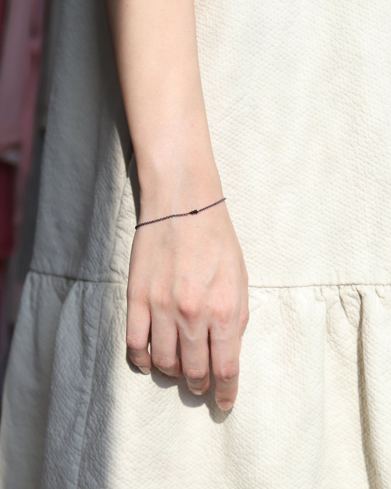 Bracelet in 925 Oxidised Silver & Raw Black Diamond - 01803DB