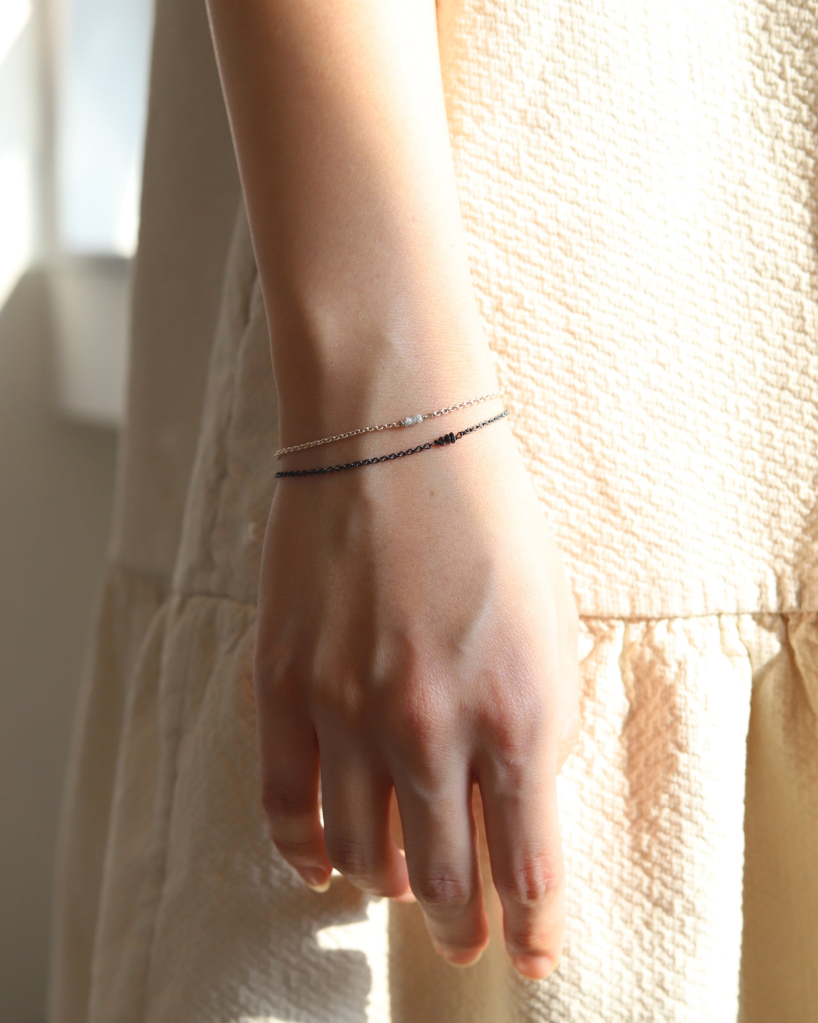 Bracelet in 925 Silver & Raw Grey Diamond - 01803RAWS