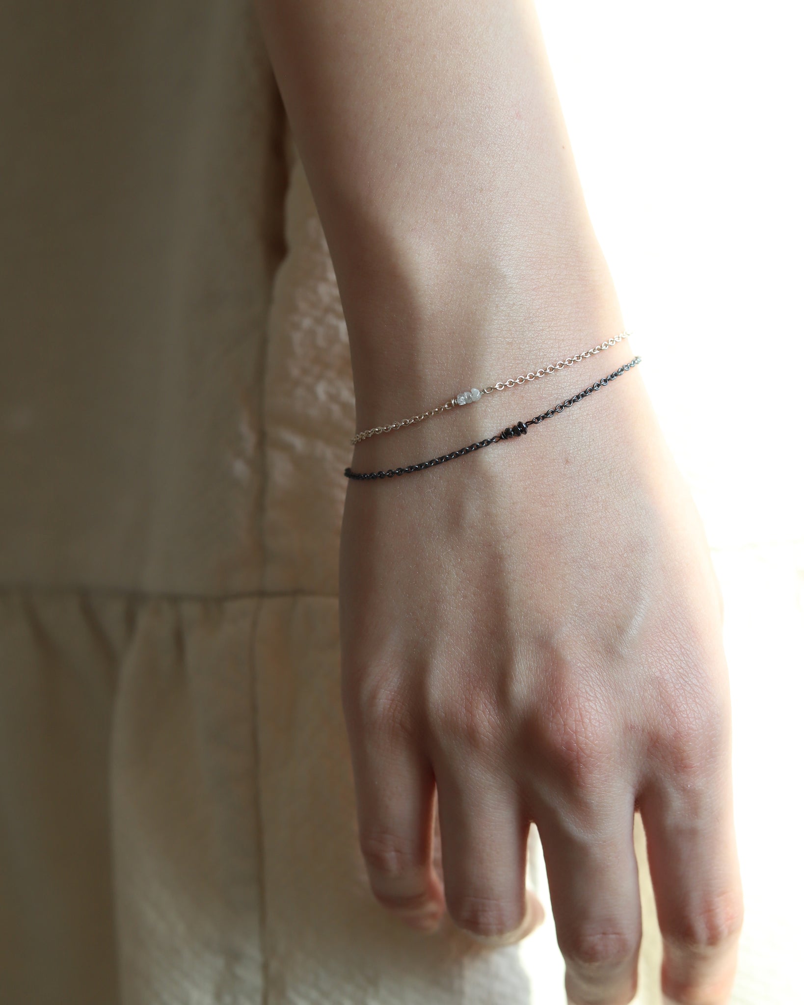 Bracelet in 925 Silver & Raw Grey Diamond - 01803RAWS