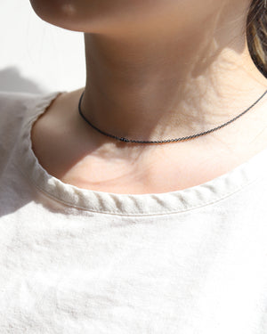 Necklace in 925 Oxidised Silver & Raw Black Diamond - 04003DB