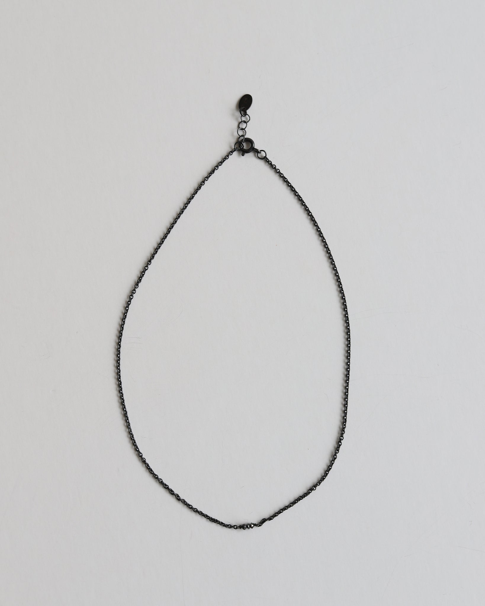 Necklace in 925 Oxidised Silver & Raw Black Diamond - 04003DB