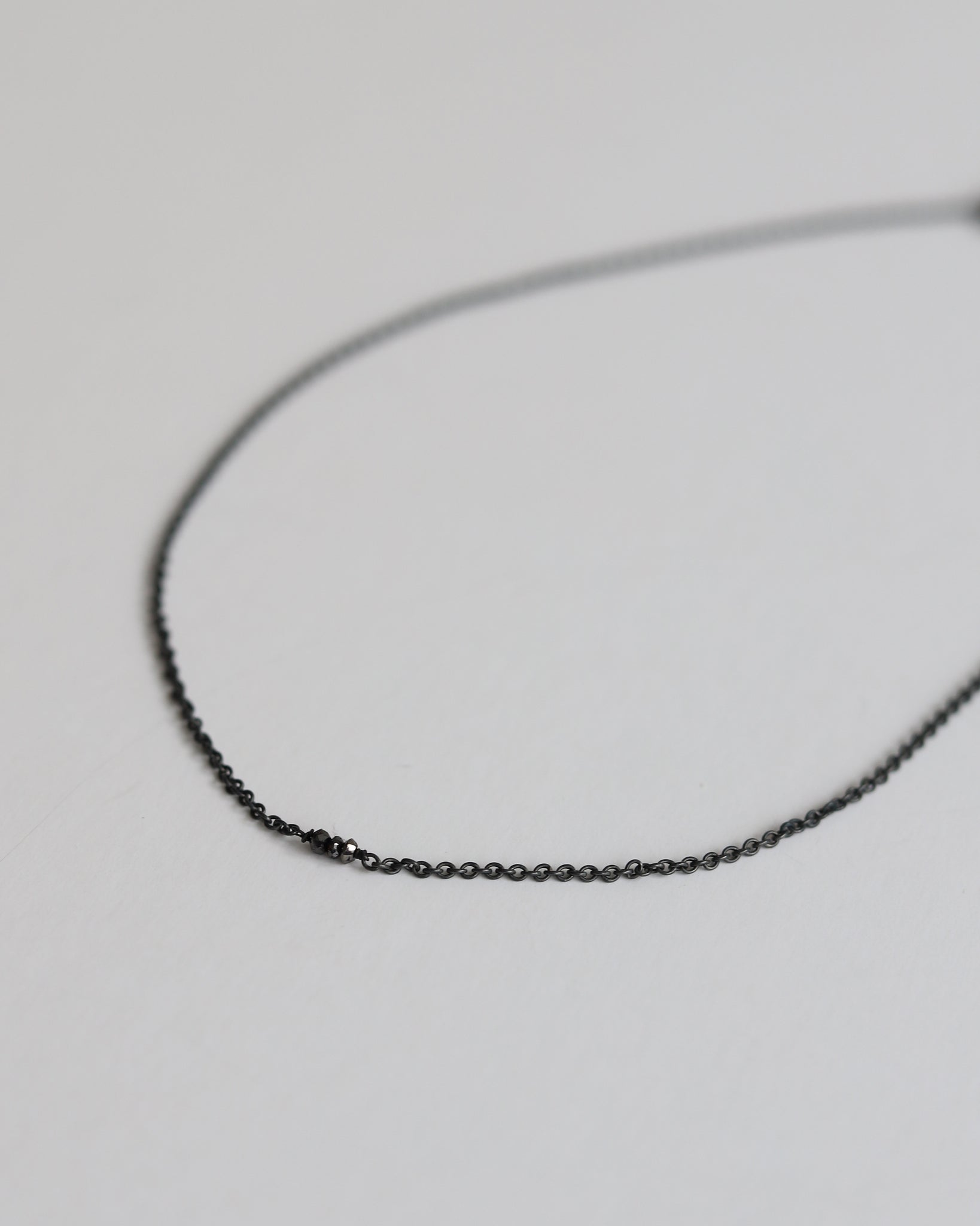 Necklace in 925 Oxidised Silver & Raw Black Diamond - 04003DB