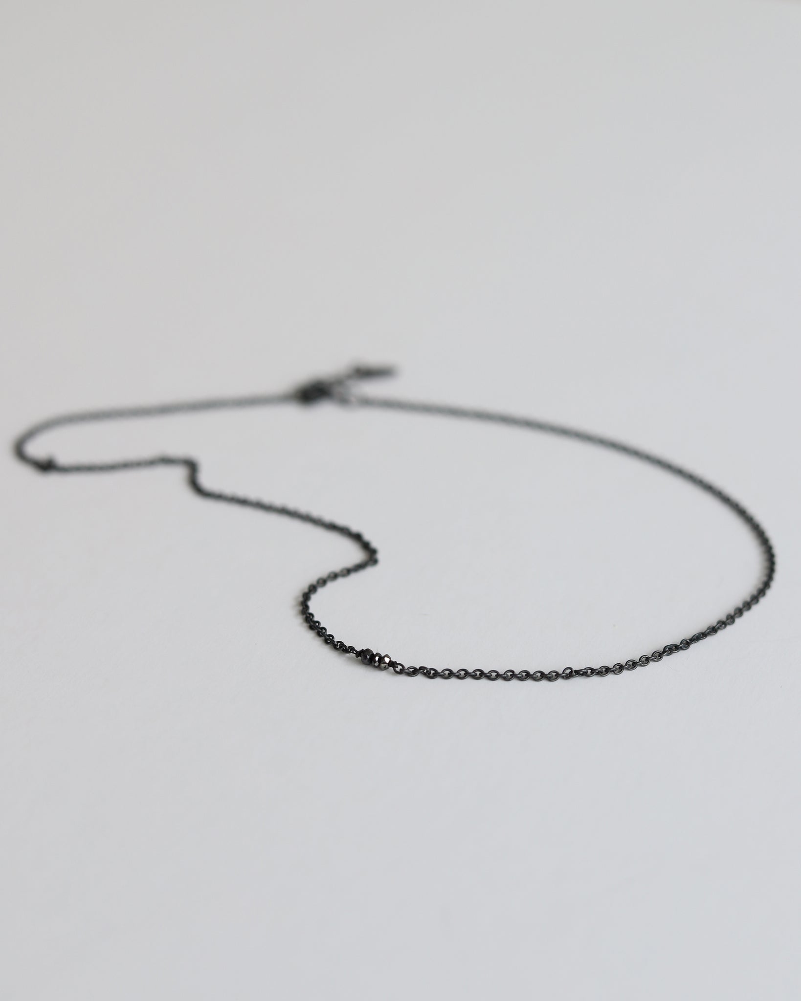 Necklace in 925 Oxidised Silver & Raw Black Diamond - 04003DB