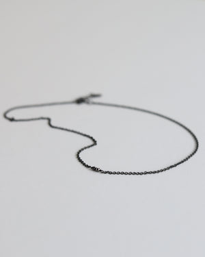 Necklace in 925 Oxidised Silver & Raw Black Diamond - 04003DB