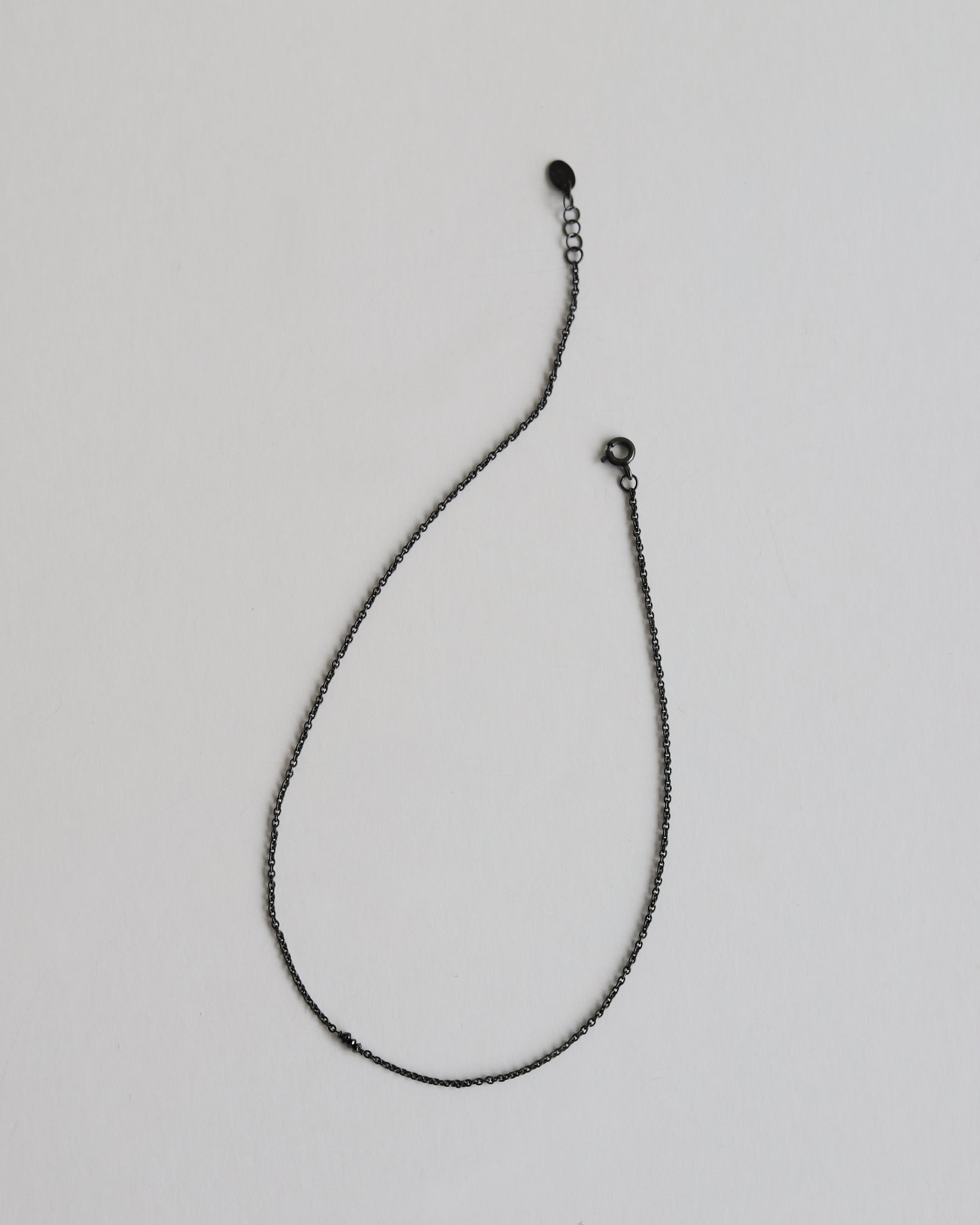 Necklace in 925 Oxidised Silver & Raw Black Diamond - 04003DB