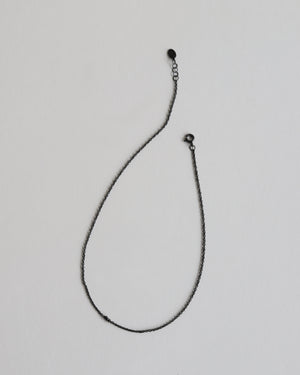Necklace in 925 Oxidised Silver & Raw Black Diamond - 04003DB