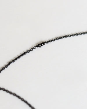 Necklace in 925 Oxidised Silver & Raw Black Diamond - 04003DB