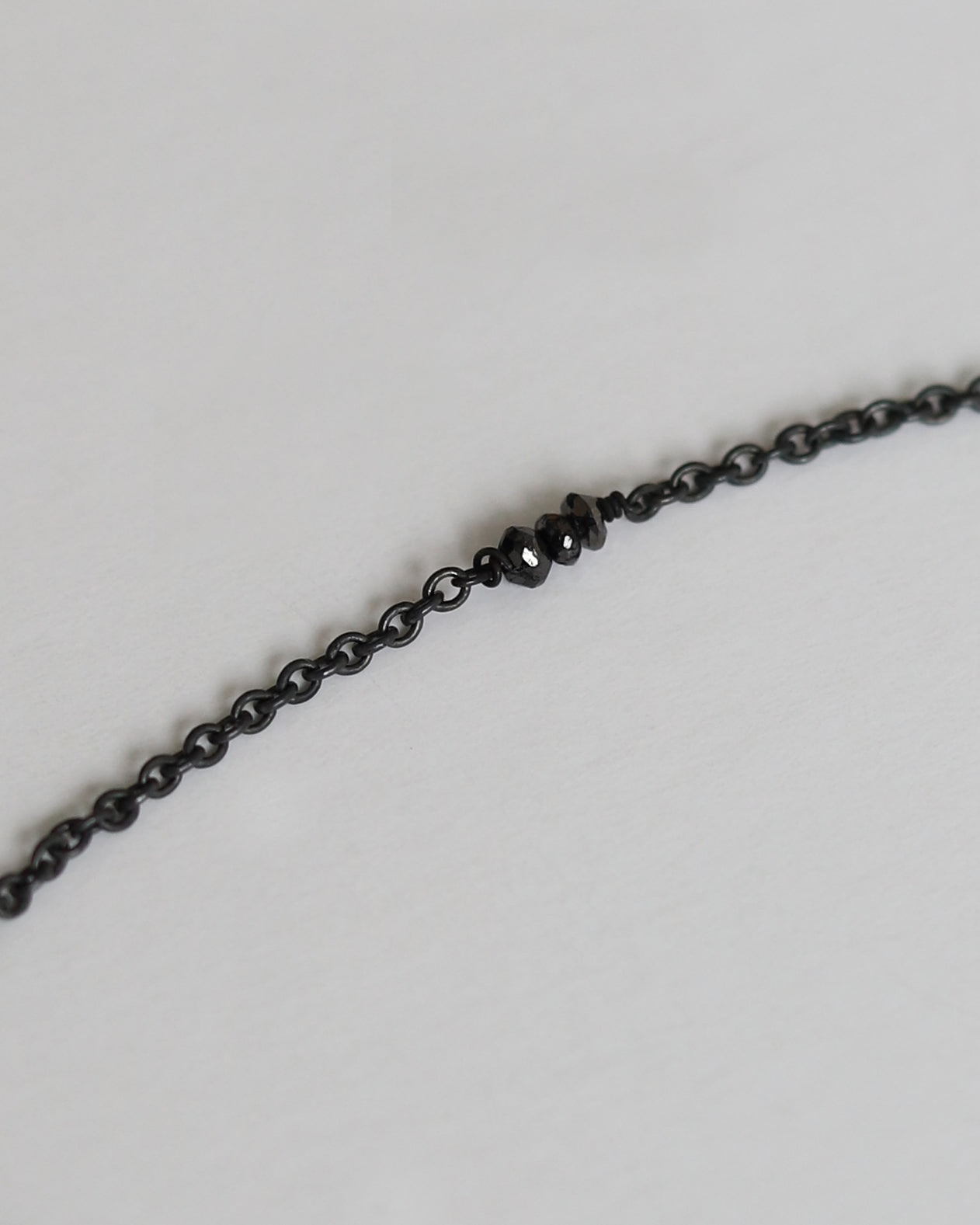 Necklace in 925 Oxidised Silver & Raw Black Diamond - 04003DB