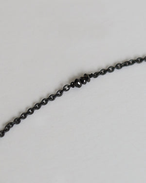 Necklace in 925 Oxidised Silver & Raw Black Diamond - 04003DB