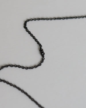 Necklace in 925 Oxidised Silver & Raw Black Diamond - 04003DB