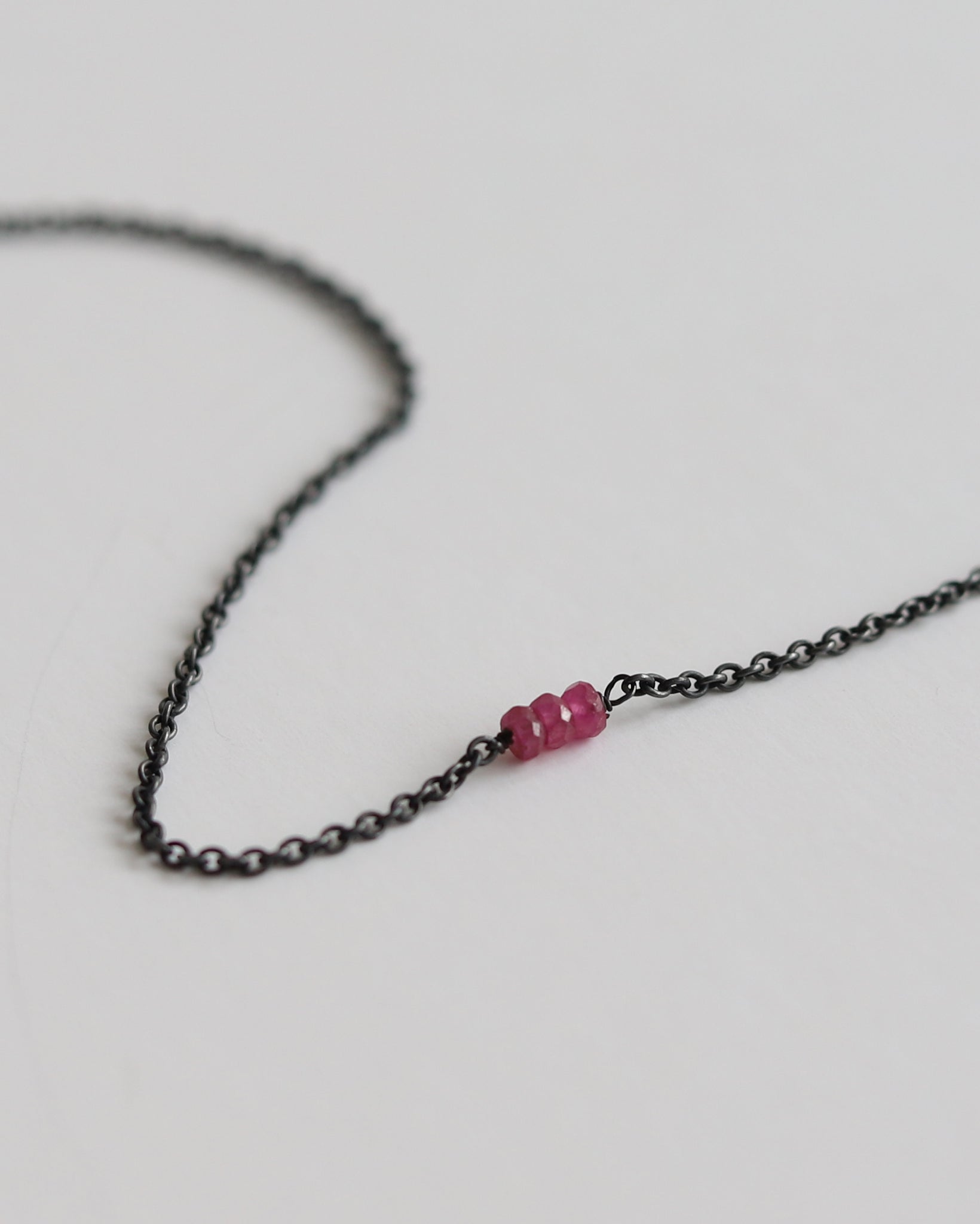 Necklace in 925 Oxidised Silver & Ruby - 04503RRB