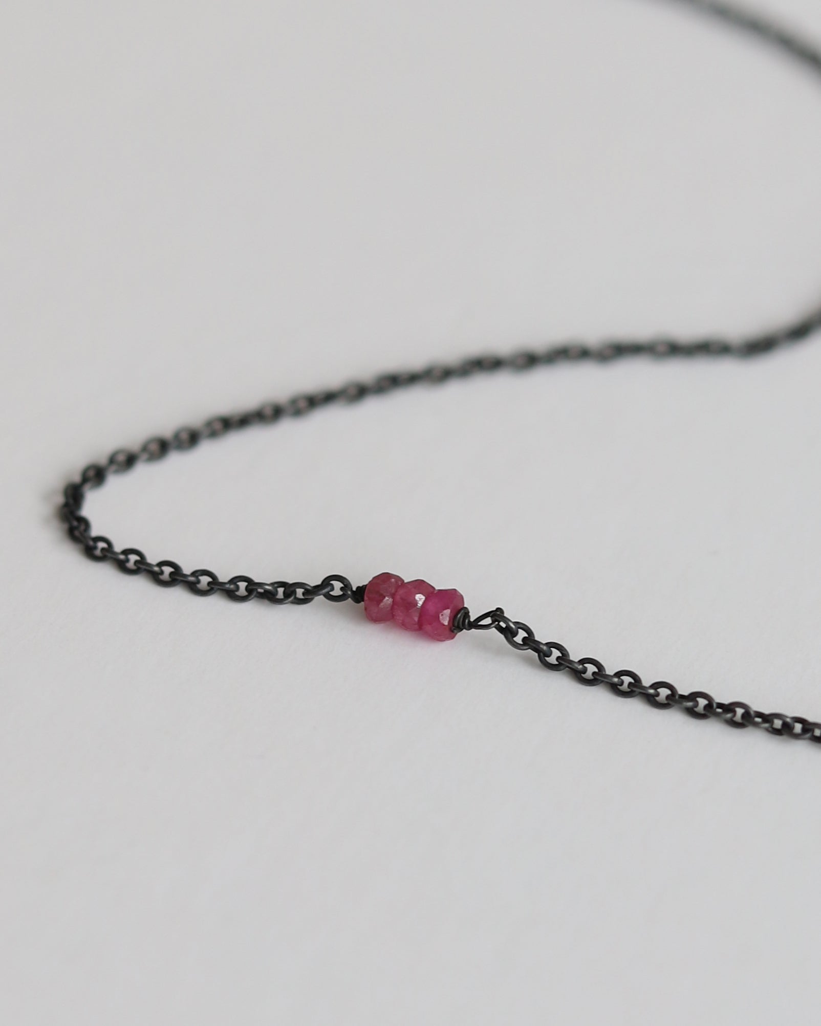 Necklace in 925 Oxidised Silver & Ruby - 04503RRB