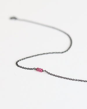 Necklace in 925 Oxidised Silver & Ruby - 04503RRB