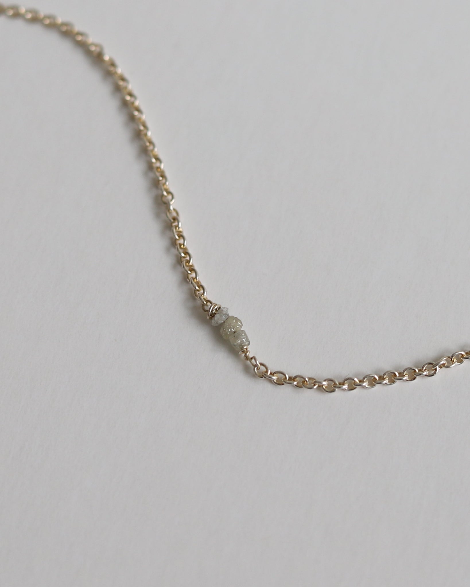 Necklace in 925 Silver & Raw Grey Diamond - 04003RAWS