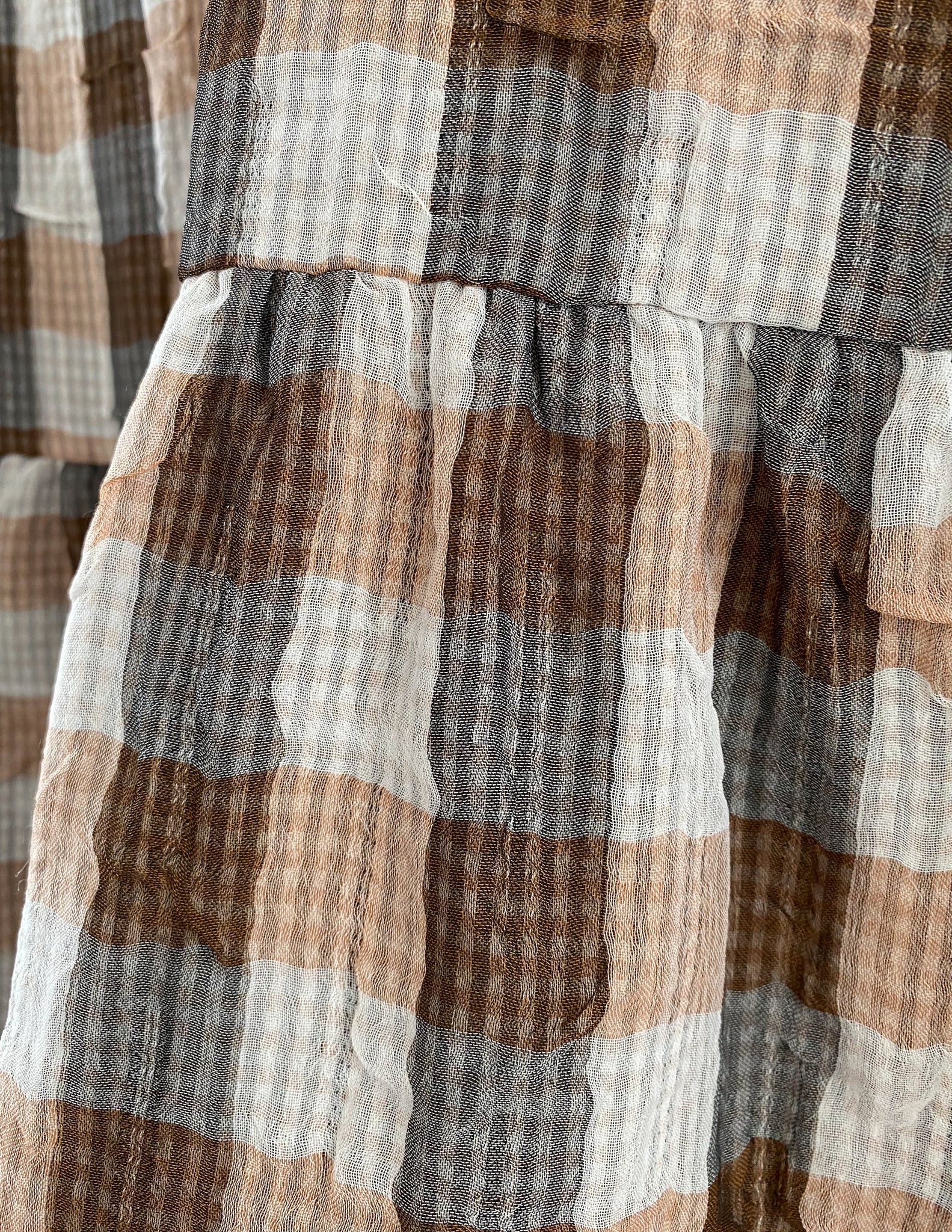 Light In Peace Dress - Gingham Brown