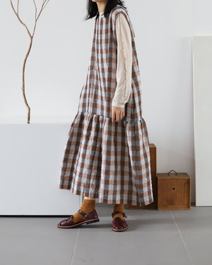 Light In Peace Dress - Gingham Brown