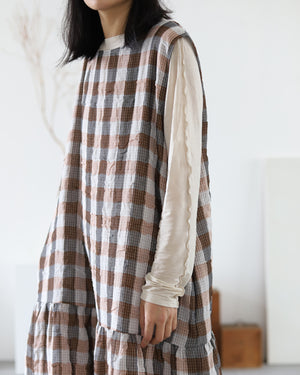 Light In Peace Dress - Gingham Brown