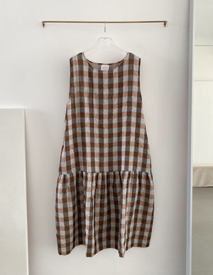 Light In Peace Dress - Gingham Brown