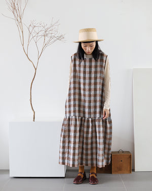 Light In Peace Dress - Gingham Brown