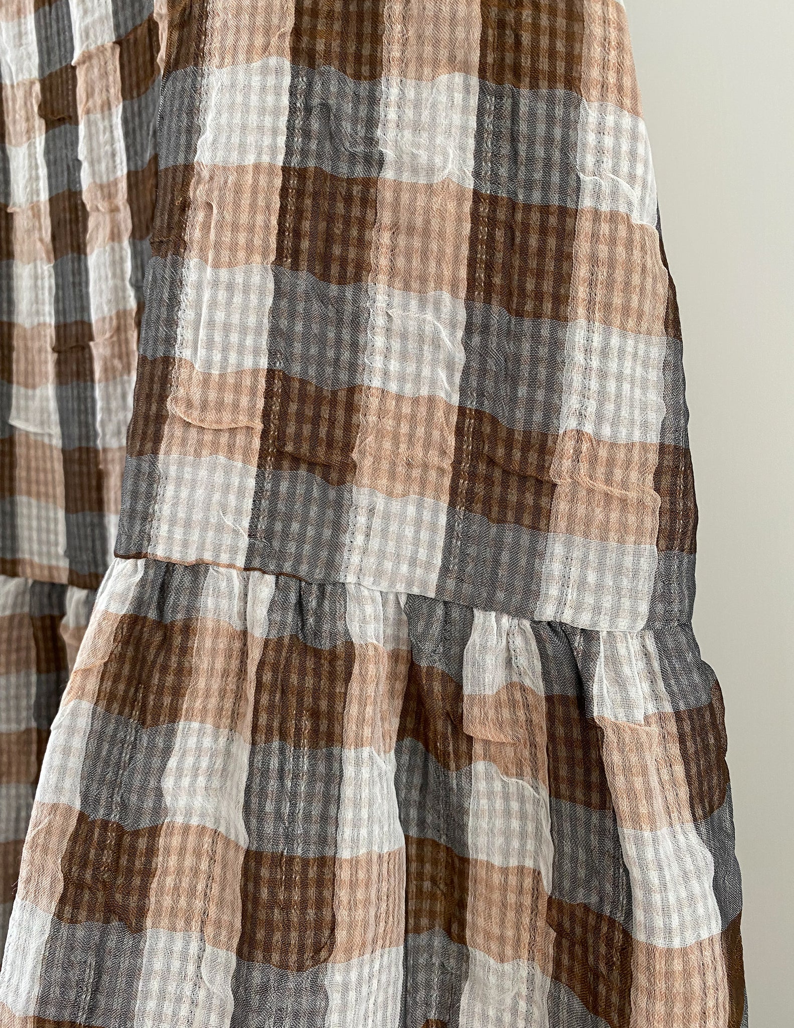 Light In Peace Dress - Gingham Brown