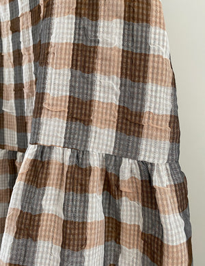 Light In Peace Dress - Gingham Brown