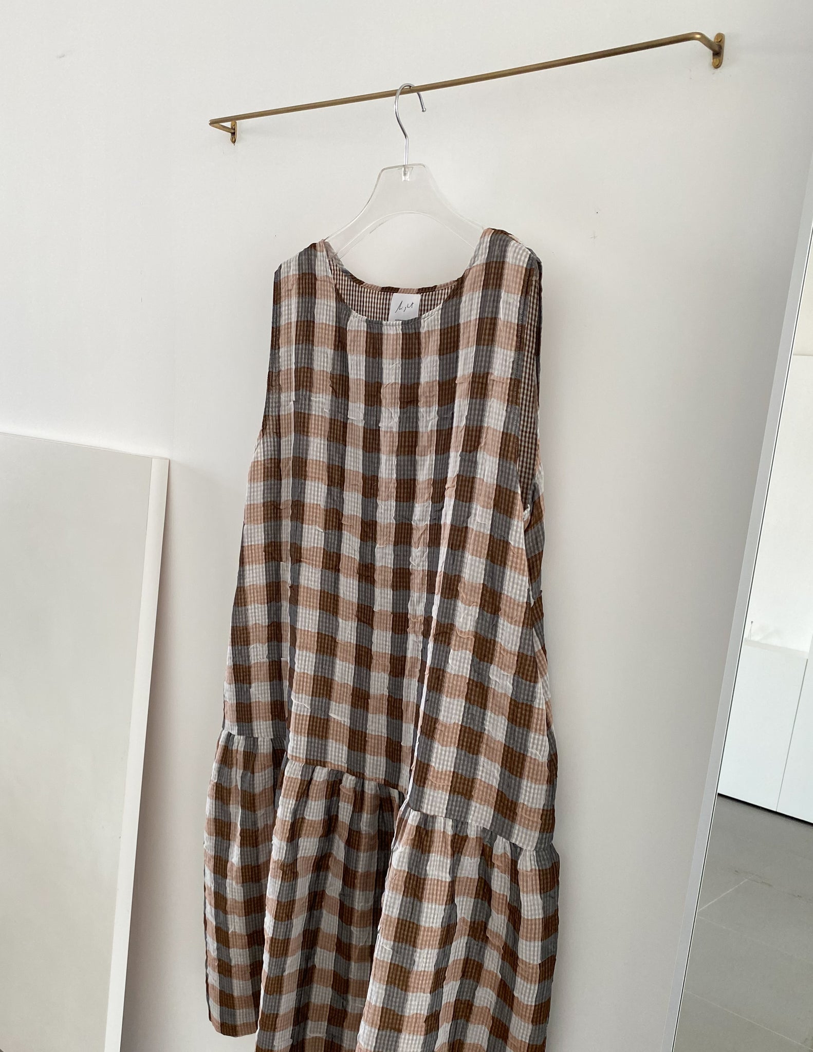 Light In Peace Dress - Gingham Brown
