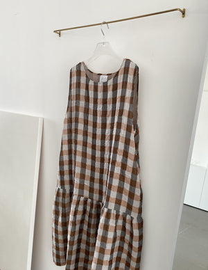 Light In Peace Dress - Gingham Brown
