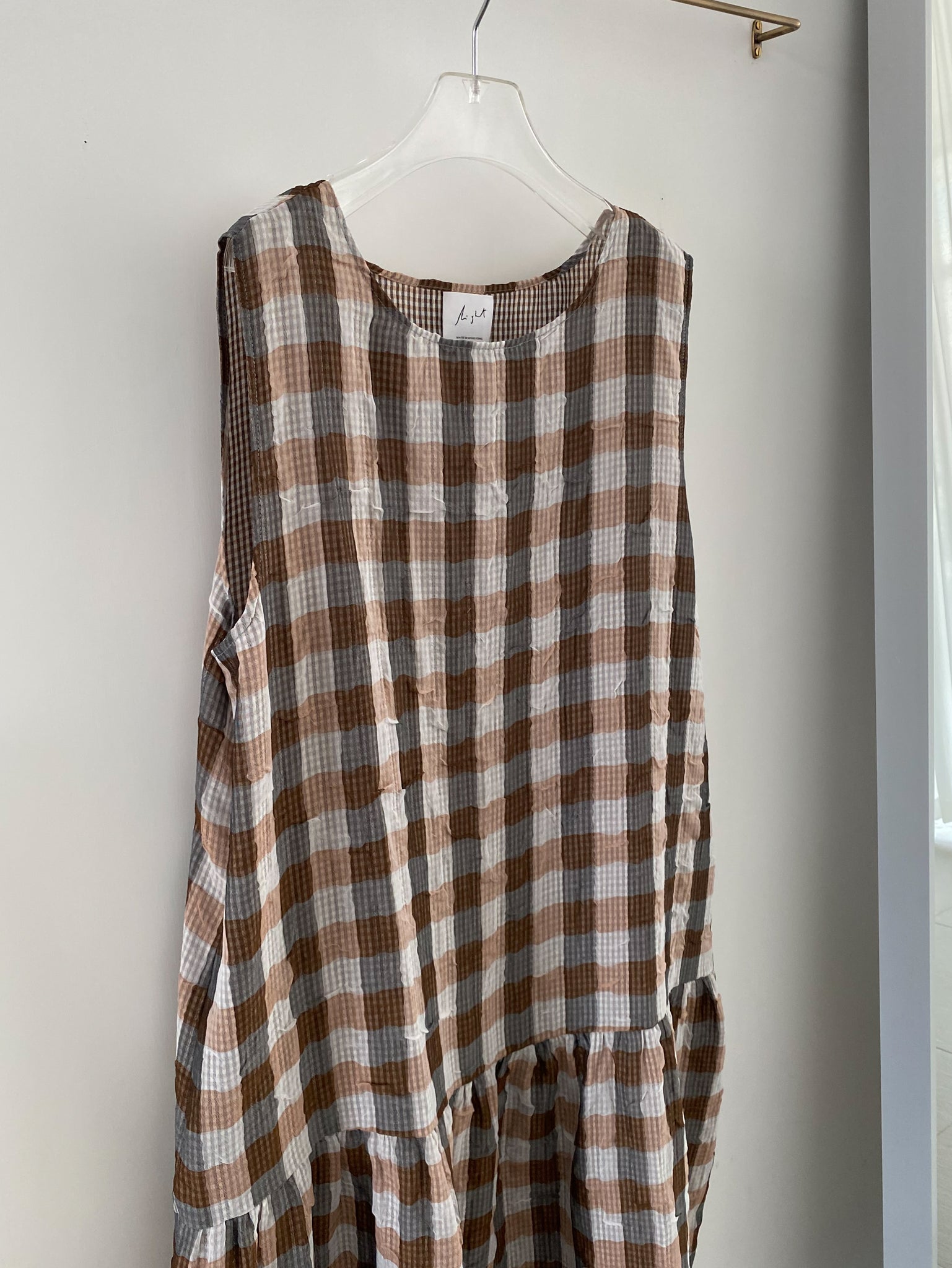 Light In Peace Dress - Gingham Brown
