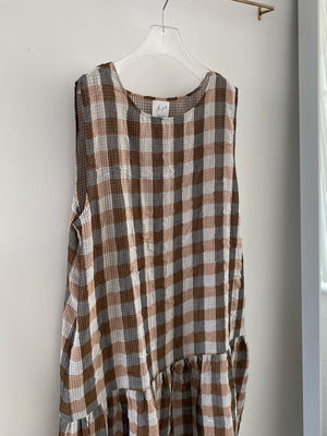 Light In Peace Dress - Gingham Brown