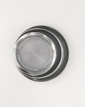Round Food Tray with Flat Strainer Set