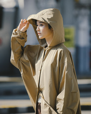 Light Coat with hoddie - Rain Camel