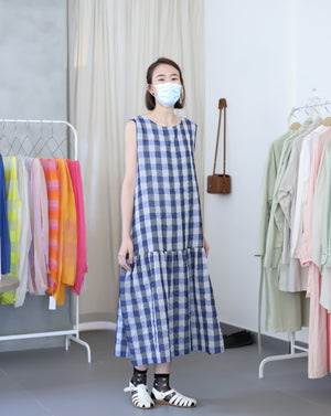 Light In Peace Dress - Gingham Blue