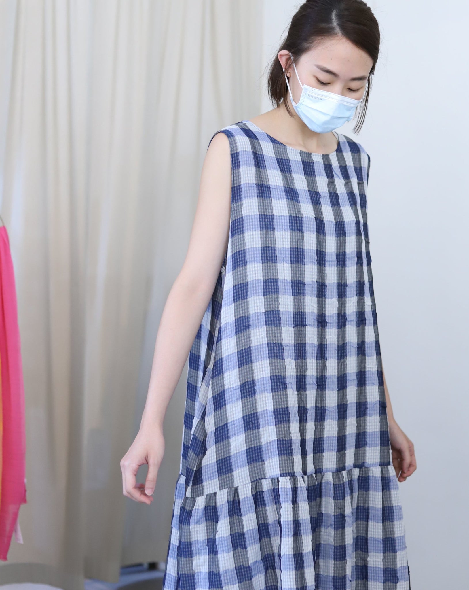 Light In Peace Dress - Gingham Blue