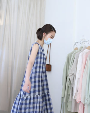 Light In Peace Dress - Gingham Blue