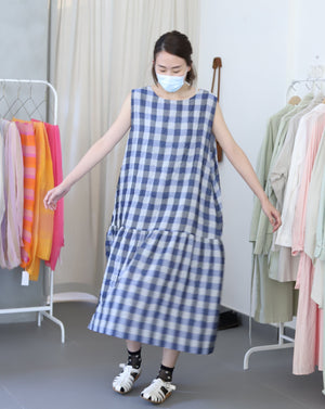 Light In Peace Dress - Gingham Blue