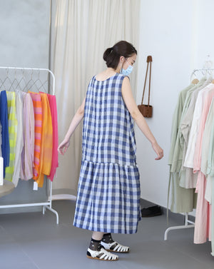 Light In Peace Dress - Gingham Blue