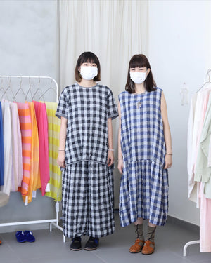 Light In Peace Dress - Gingham Blue