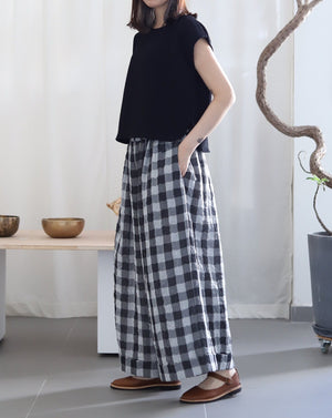 Light Skirt Pants - Gingham Black