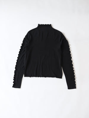Light Wave Collar Top - Black