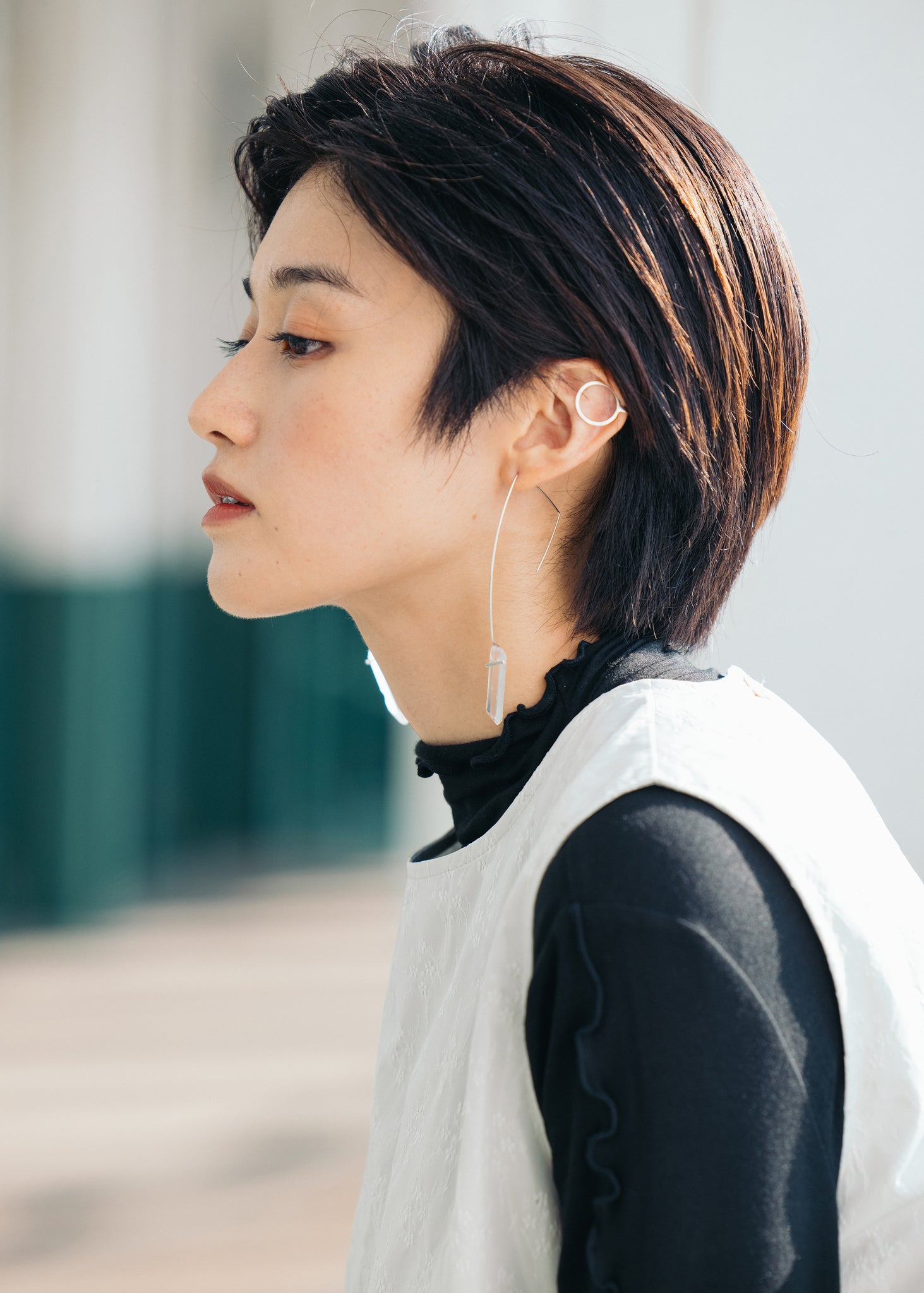 Light Wave Collar Top - Black
