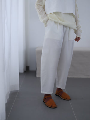 Light Wave Collar Top Long - Wool Cream